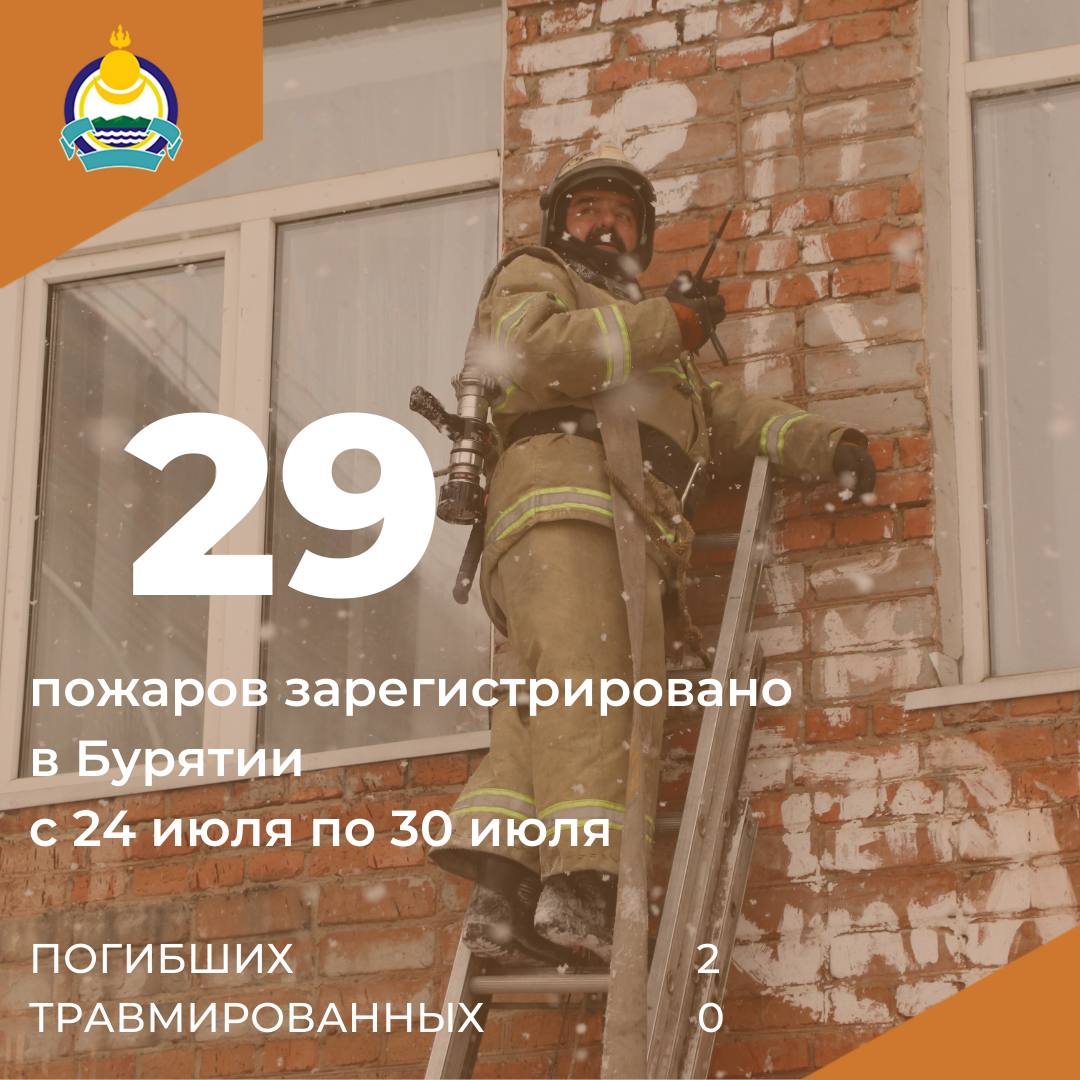 29 пожаров зарегистрировано в Бурятии в период с 24 июля по 30 июля.